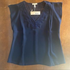 NWT Rebecca Taylor Navy Blouse